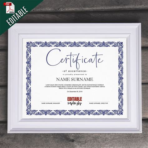 Elegant Blank Multipurpose EDITABLE Certificate Template | Etsy