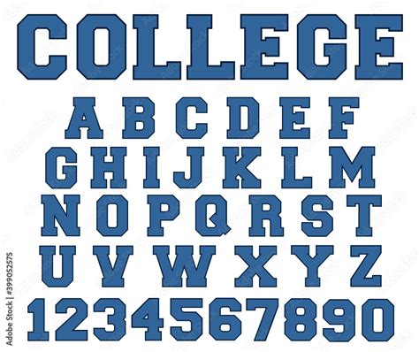 College Font Vector Blue Color 2 Layers Varsity Classic Font Sport