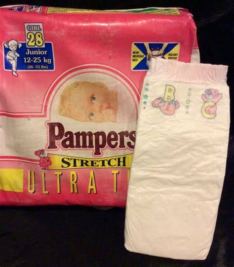 Vintage Pampers Stretch Diaper For Girls Plastic Backed Sz Junior 12 25