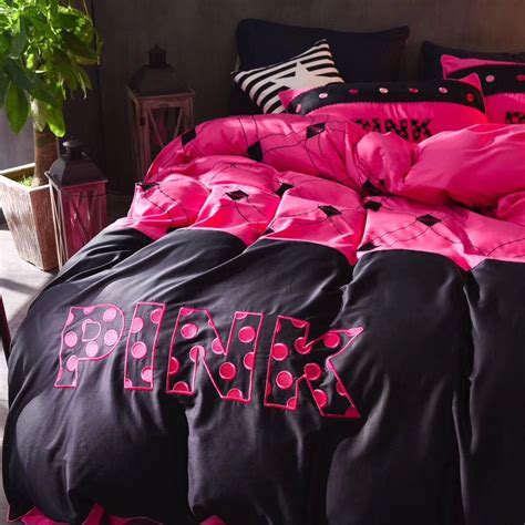 Victoria S Secret Pink Embroidery Egyptian Cotton Bedding Set Model 3 2 Pink Comforter Sets