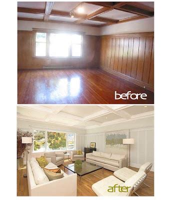 The thickness and consistency of this type of paint make it possible to cover basically anything with ease. painted wood paneling, before/after - B. B.