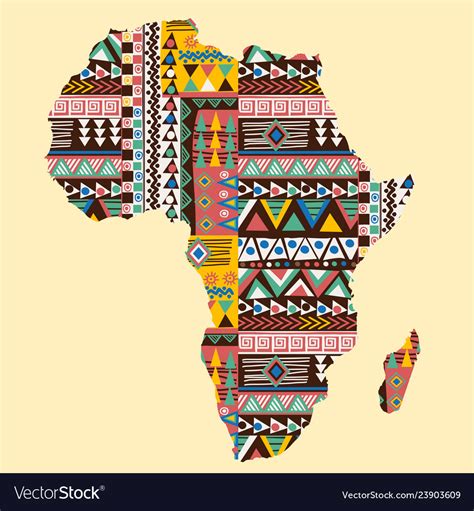 Africa Continent Map Ornate With Ethnic Pattern Vector Image Images