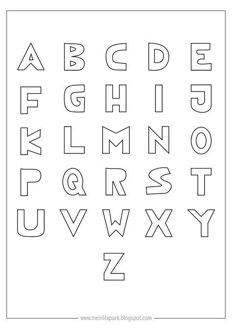 Alphabet Coloring Printable Letters Letter Pages Template Hollow