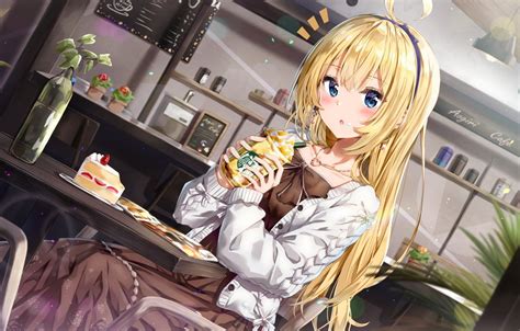 Anime Girl Drink Coffee Wallpapers Wallpaper Cave