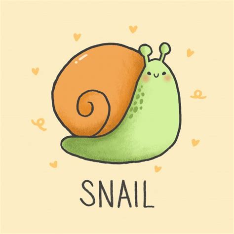 Cute Snail Cartoon Hand Drawn Style Cute Cartoon Drawings Snail