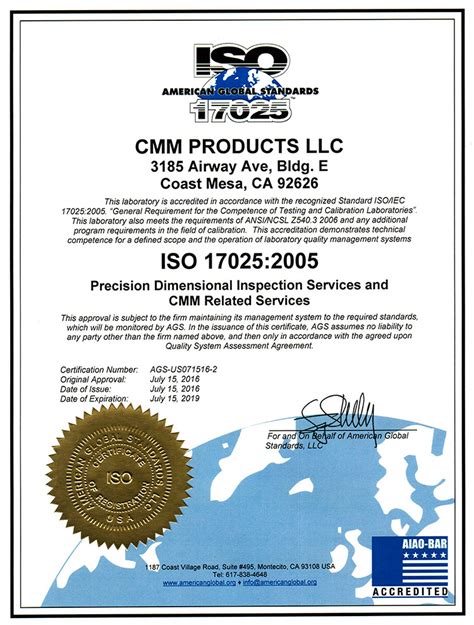Iso Certifications Cmm Products