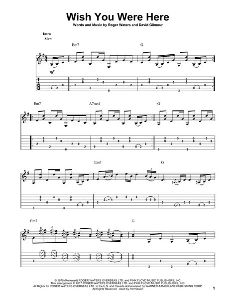 Pink Floyd Wish You Were Here Sheet Music Pdf Notes Chords Rock My