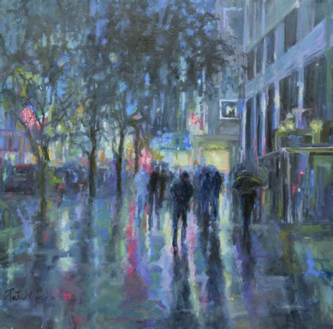 Rainy Night In The City Painting By Patricia Maguire Fine Art America