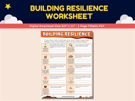 Resilience Worksheet Trauma Coping Skills Stress Etsy Uk