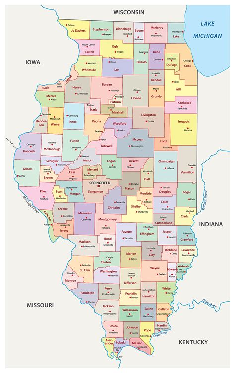 Detailed Political Map Of Illinois Ezilon Maps Delaware County Map