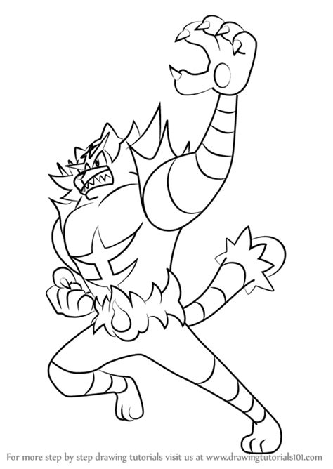 Step by Step How to Draw Incineroar from Pokemon Sun and Moon : DrawingTutorials101.com
