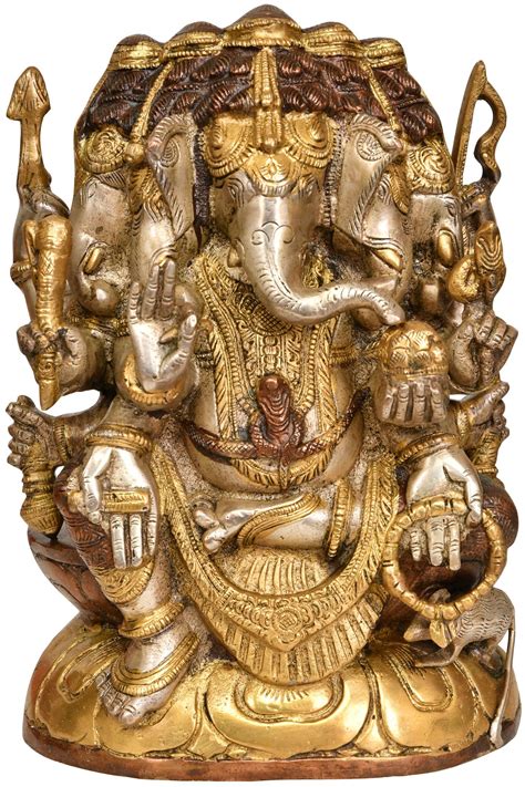 10 Five Headed Lord Ganesha In Brass Handmade Made In India