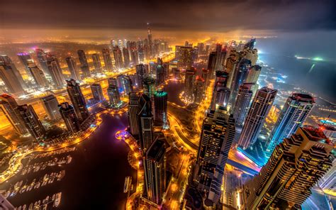 Descargar Fondos De Pantalla Dubai 4k Niebla Paisajes Nocturnos
