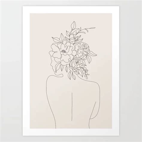 Buy Woman With Flowers Minimal Line I Art Print By Nadja1 Worldwide