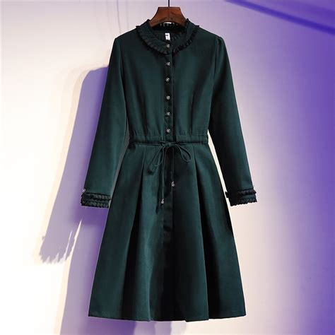Autumn Winter Women Office Dress Lady Retro Plus Size Dress 2020 Casual