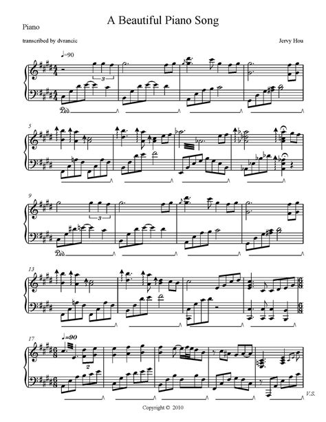 Beautiful Piano Song Free Sheet Music