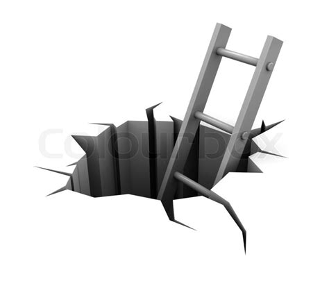 Creative inspiration for all your crafts and projects! 3d illustration of ladder in hole over white background ...