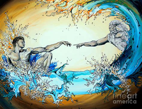 God Reaching Out To Adam In Ocean Wave Painting By Sarah Landon Pixels