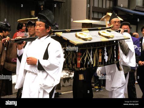Japan Takayama Men In Festival Procession Stock Photo Alamy
