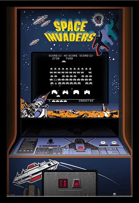 Space Invaders Arcade Cabinet Shoot Em Up Spiel Poster Plakat Druck