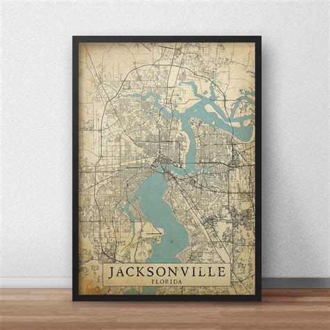 Printable Vintage Map Of Jacksonville Florida United States Etsy