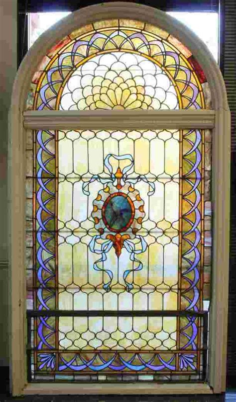 Victorian Stained Glass Arch Top Window