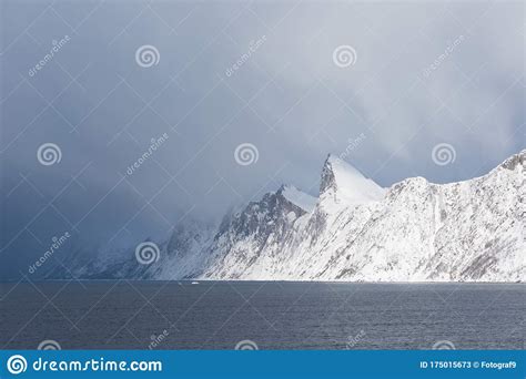 Panorama Of Snowy Fjords And Mountain Range Senja Norway Amazing