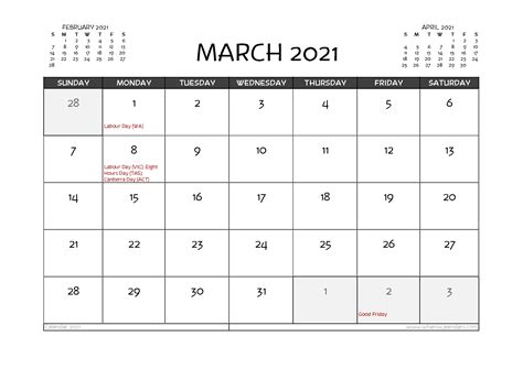 Printable Calendar 2021 2021 Australia Month Calendar Printable