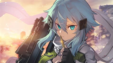 342872 Anime Girls Sniper Rifle Gun Gale Online Sword Art Online