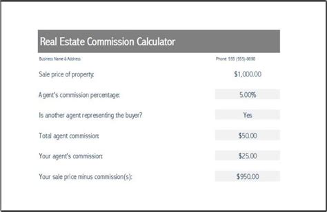 The Real Estate Commission Calculator Is Shown In This Screenshot From