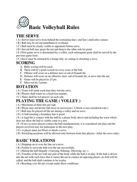 Basic Volleyball Rules Pdf
