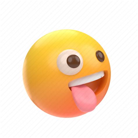 Emoji Emoticon Sticker Face Crazy Tongue Out 3d Illustration