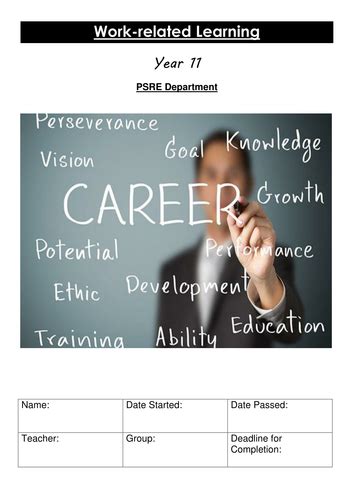 Ks4 Work Related Learning Workbook Careers Employment Teaching Resources