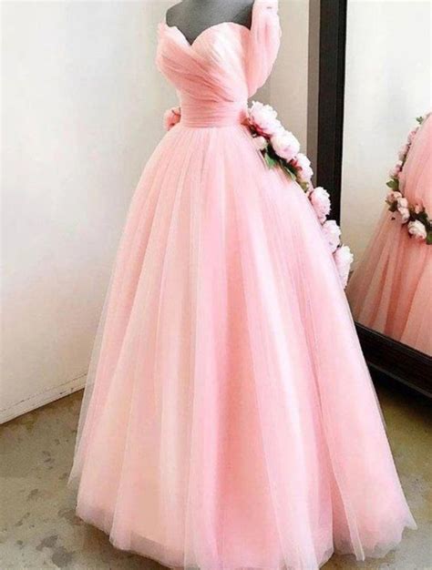 Pink Prom Dreses 2021 Prom Dresses Pleats Prom Dresses Tulle Prom