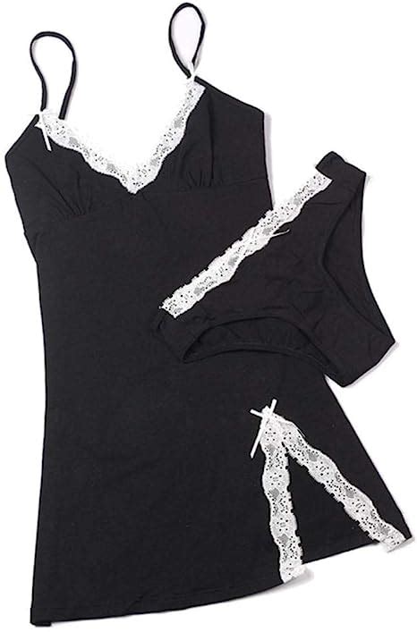 Jlws 2 Piece Set Sexy Lace Cotton Nightgown Women Mini Short Dress Panties Suit Night Dress