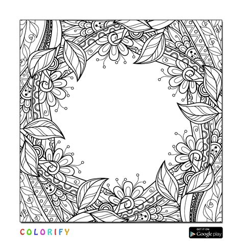 A Coloring Page For Adults With Flowers And Leaves In The Center On A