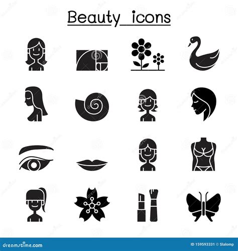 Beauty Icon Set Flat Style Stock Vector Illustration Of Herbal 159593331