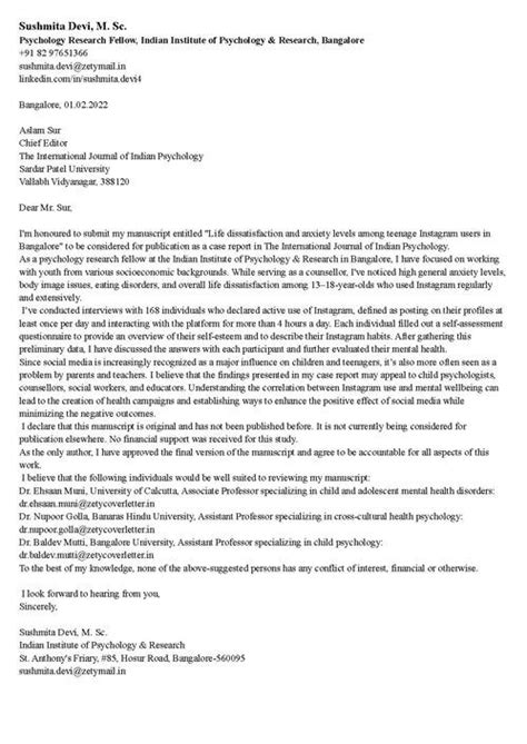 15 Cover Letter Paper Submission Sample Cover Letter