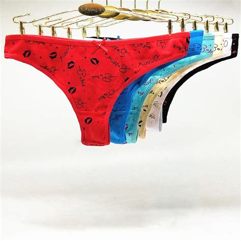 lot of 12 letter lips low rise cotton thong lady panties sexy women underwear new lady g string