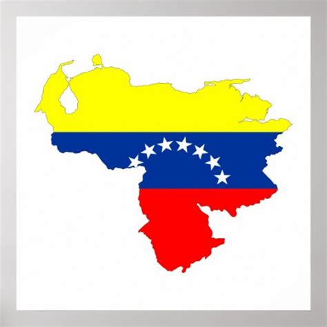 Venezuela Country Flag Map Shape Symbol Poster Zazzle