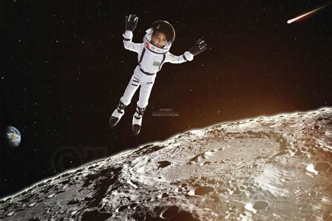 Outerspace Space Digital Backdrop Moon Astronaut Space Galaxy Digital