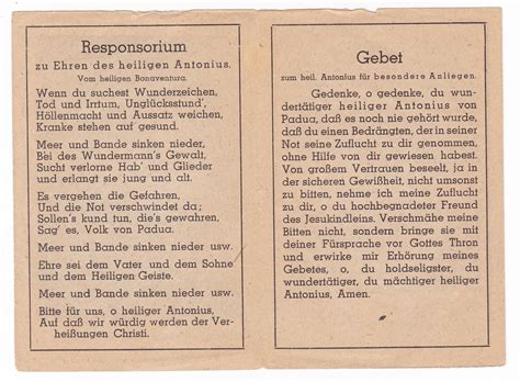 Faltblatt Heiligenbild Andachtsbild Gebetsbild - Heiliger Antonius, sei