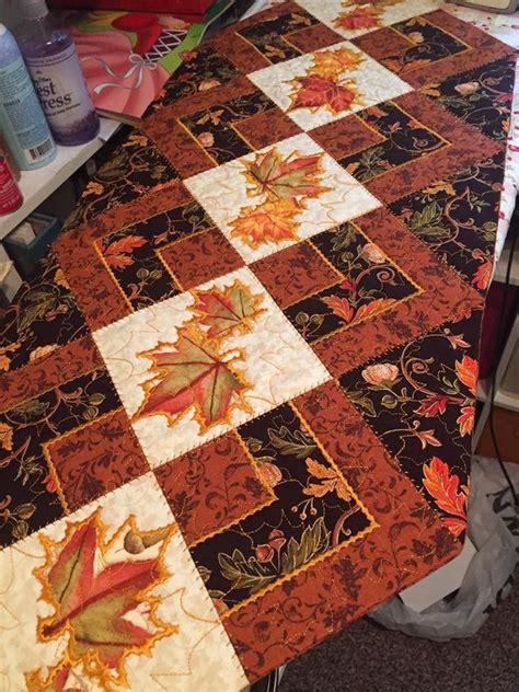 Fall Leaves Quilt Blocks And Table Runner 4x4 5x5 6x6 7x7 Quilted
