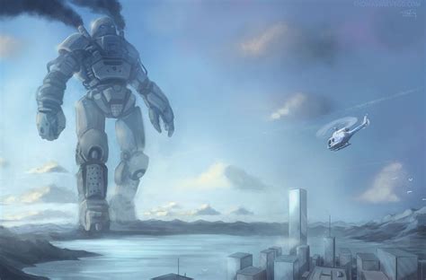Mega Robot Attack By Thomas Wievegg Scifi Giantrobot Art Sci