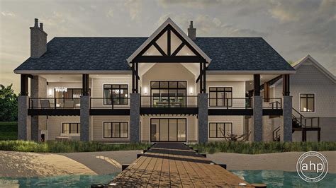1 Story Modern Farmhouse Style Lake House Plan With Wraparou