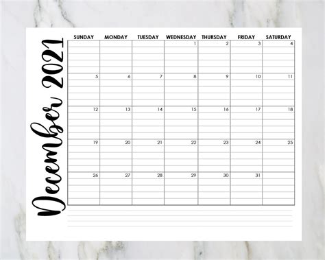 Lined Calendar Printable