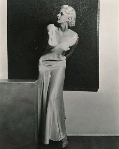 Jean Harlow In One Of Her Signature Satin Gowns Poses For Famed