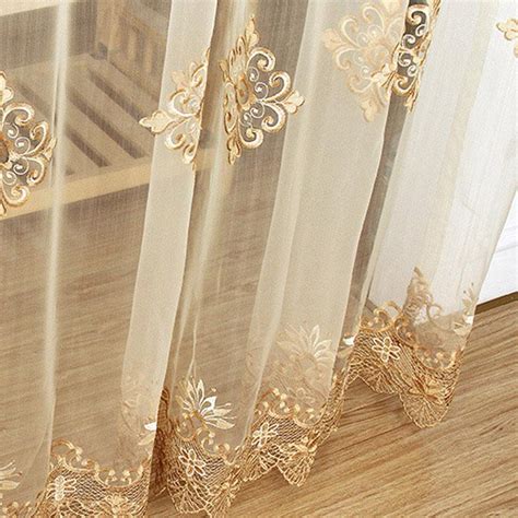 2021 Luxury Embroidered Sheer Voile Curtain Window Drapes Cortina For
