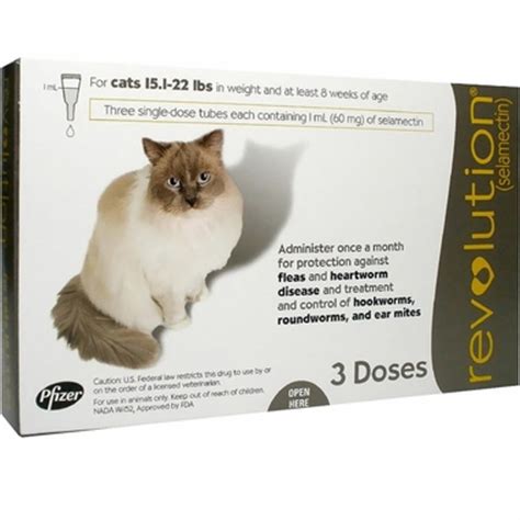 Revolution® plus is kind on your cat with two active ingredients packed into a low volume dose. Revolution for Cats 15.1-22 lbs (3 Doses)