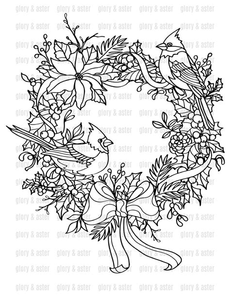 Winter Birds Coloring Pages Printable Adult Coloring Pages Etsy